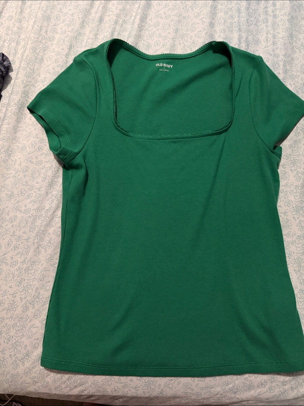 Old Navy Emerald Green Square Neck Short Sleeve Tee